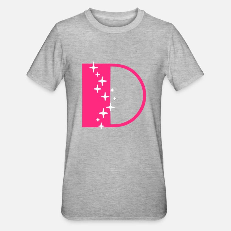 Buchstabe D Glitzer - Unisex Polycotton T-Shirt - Grau meliert