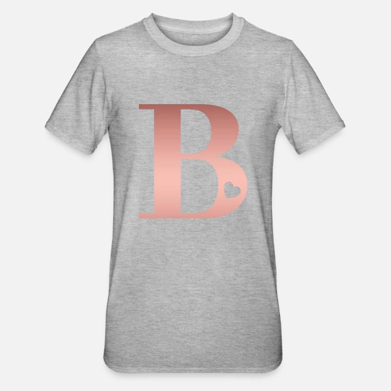 lettre B rose gold - T-shirt polycoton Unisexe - gris chiné