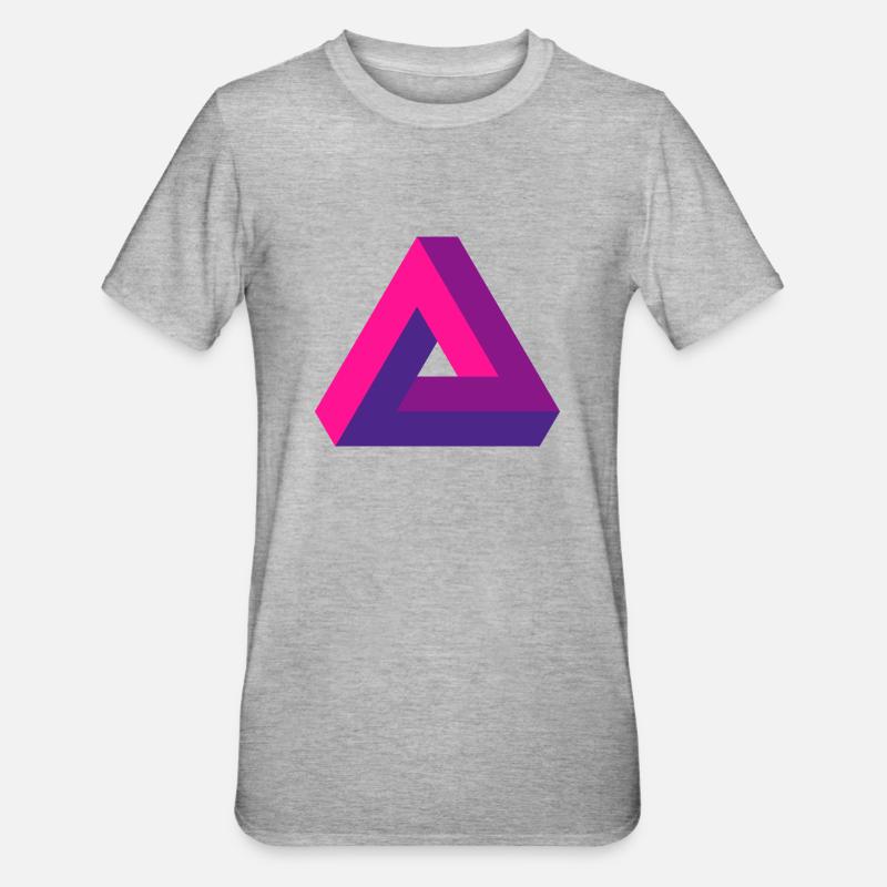 Mind-Bending Perspective: Impossible 3D Triangle - Unisex Polycotton T-Shirt - heather grey