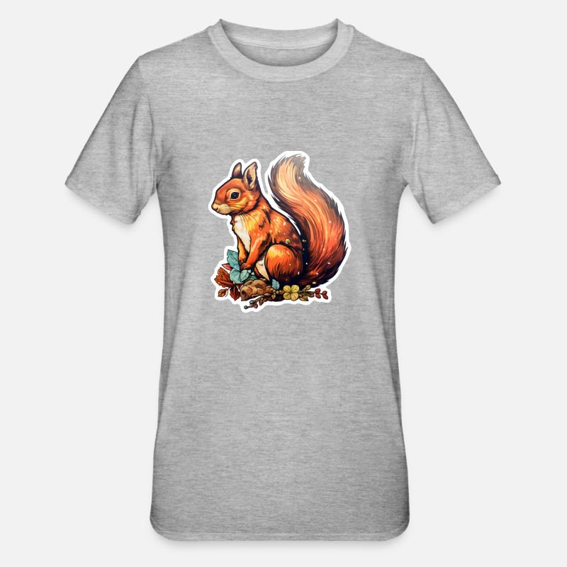 Eichhörnchen putzig - Unisex Polycotton T-Shirt - Grau meliert