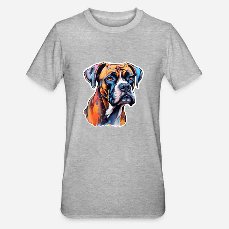 Boxer Head Psychedelic - Unisex Polycotton T-Shirt - heather grey