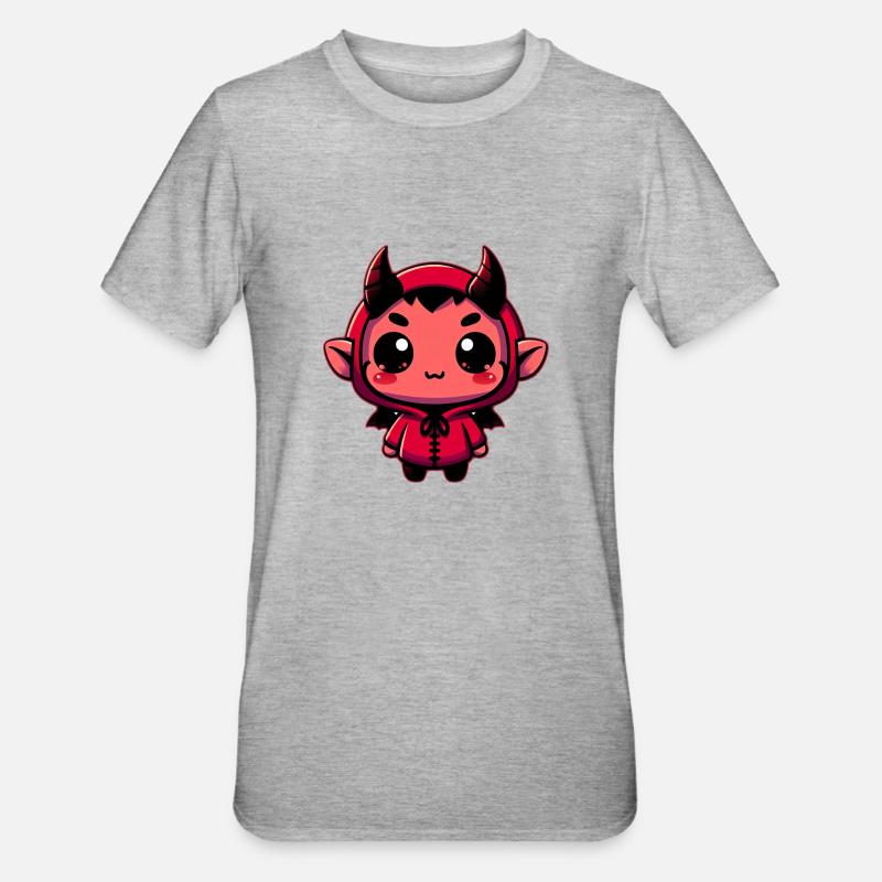 Chibi Red Devil - Unisex Polycotton T-Shirt - heather grey