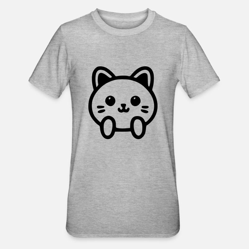 Tete de chat mignon - T-shirt polycoton Unisexe - gris chiné