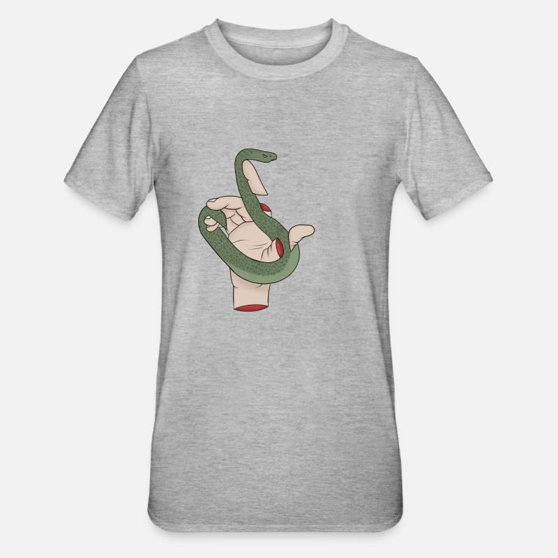 Serpent à la main - T-shirt polycoton Unisexe - gris chiné
