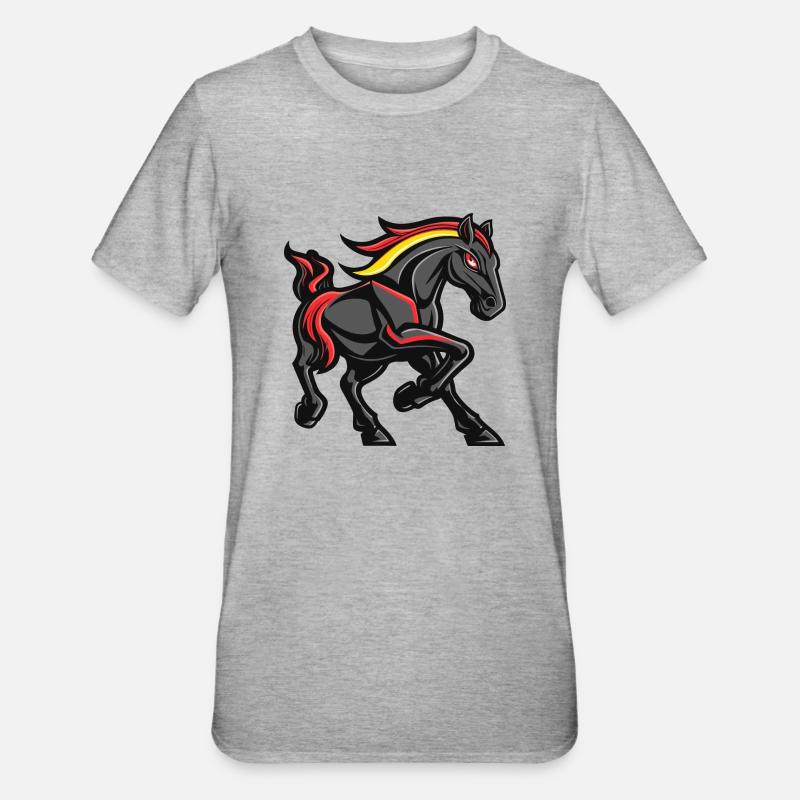 Pferd Comic - Unisex Polycotton T-Shirt - Grau meliert