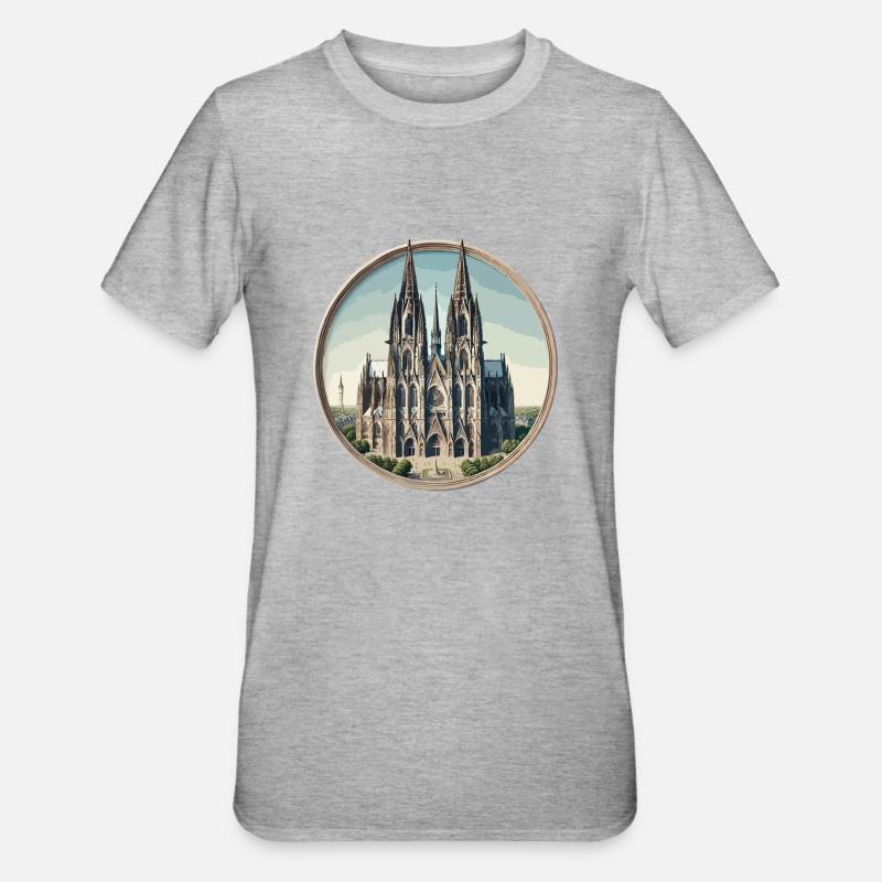 Cathédrale de Cologne - T-shirt polycoton Unisexe - gris chiné