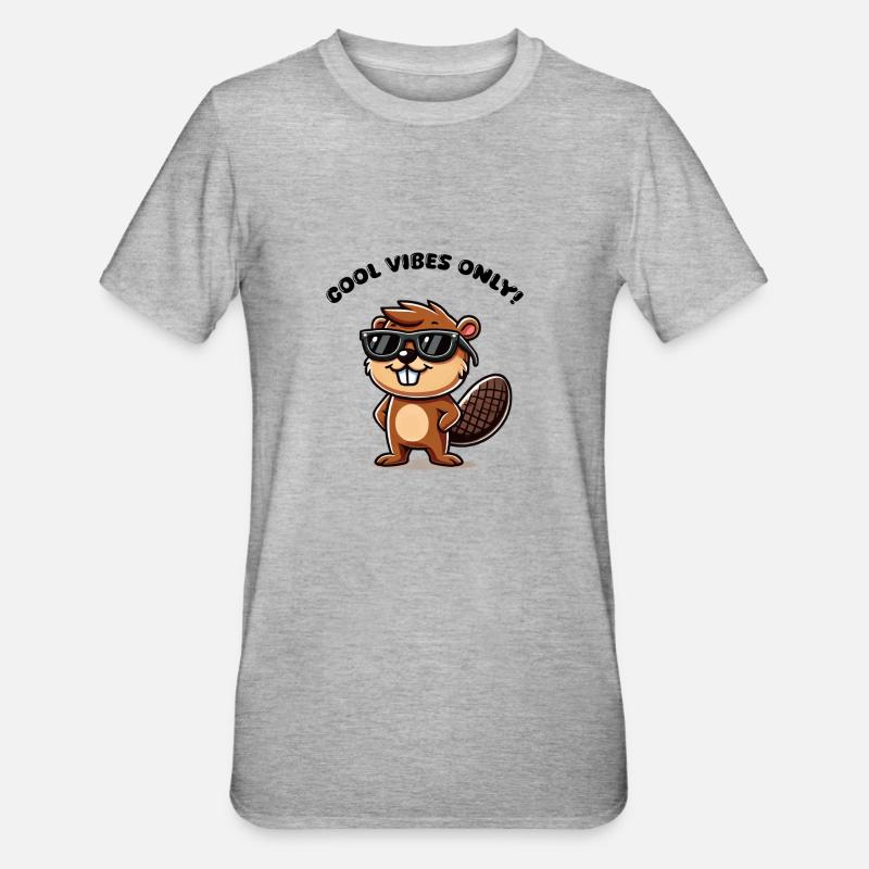 Beaver Comic Sunglasses - Unisex Polycotton T-Shirt - heather grey