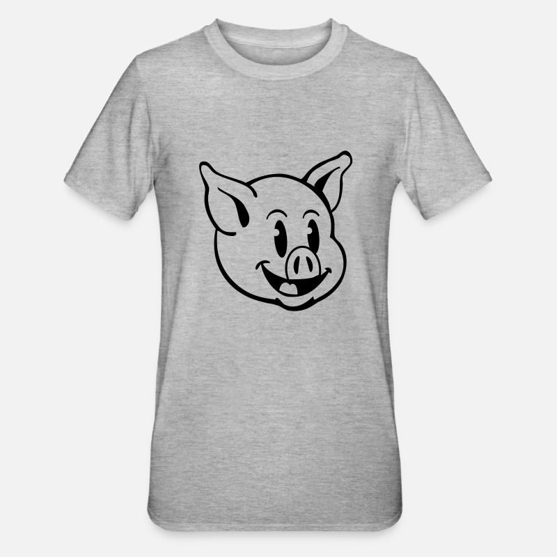 pig_comic_t1 - T-shirt polycoton Unisexe - gris chiné