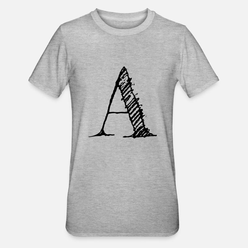 Buchstabe "A" Comic Schwarz - Unisex Polycotton T-Shirt - Grau meliert