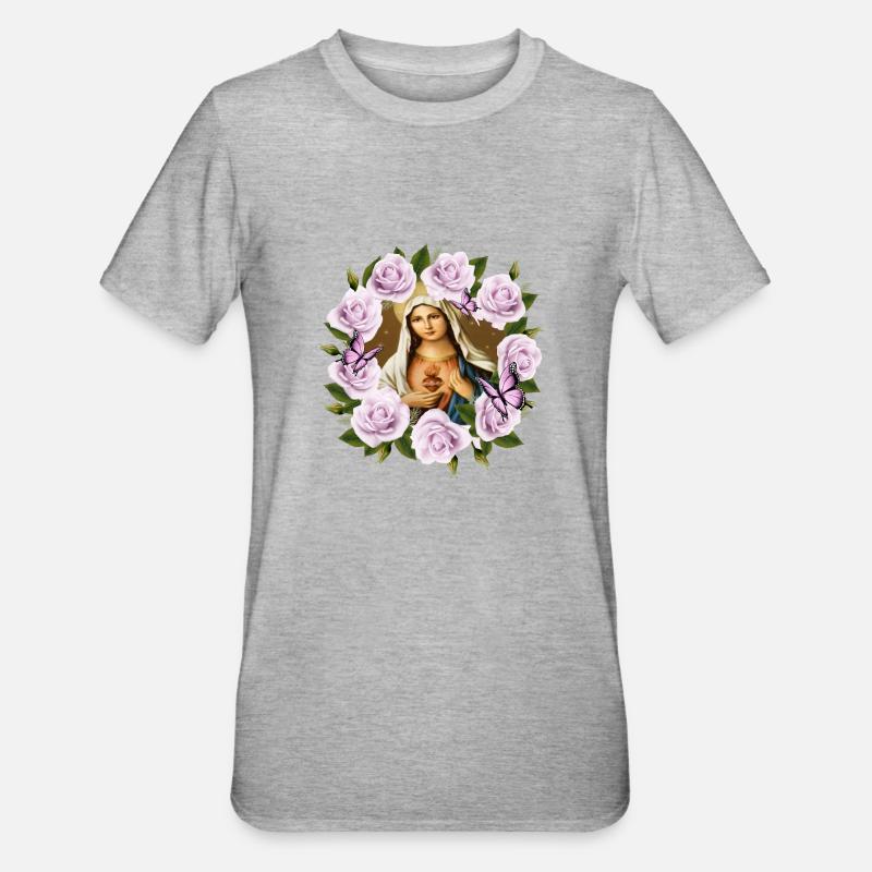 Sainte Marie-Vierge-sainte-mère-jésus - T-shirt polycoton Unisexe - gris chiné