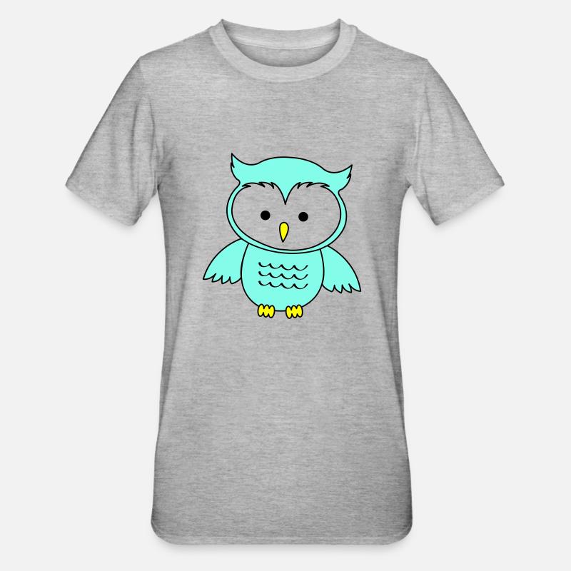 Eule - Unisex Polycotton T-Shirt - Grau meliert