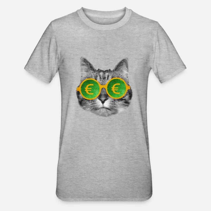 Katzengeldbrille - Unisex Polycotton T-Shirt - Grau meliert