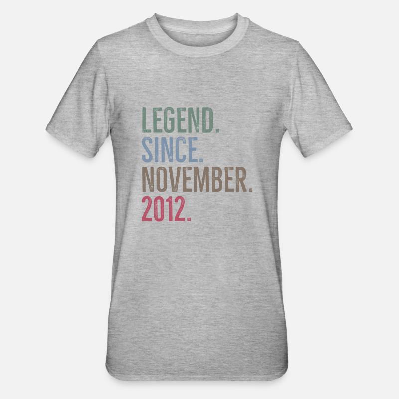 Legend Since November 2012 - Unisex Polycotton T-Shirt - heather grey