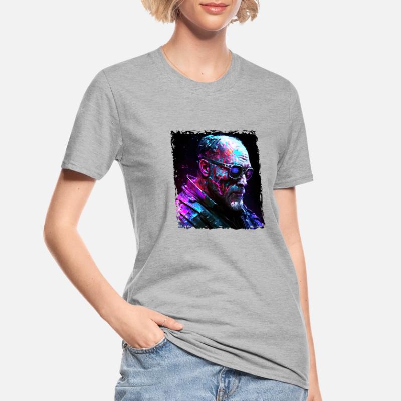 Alter High Tech Cyborg oder Android im Neonlicht Unisex Polycotton T-Shirt