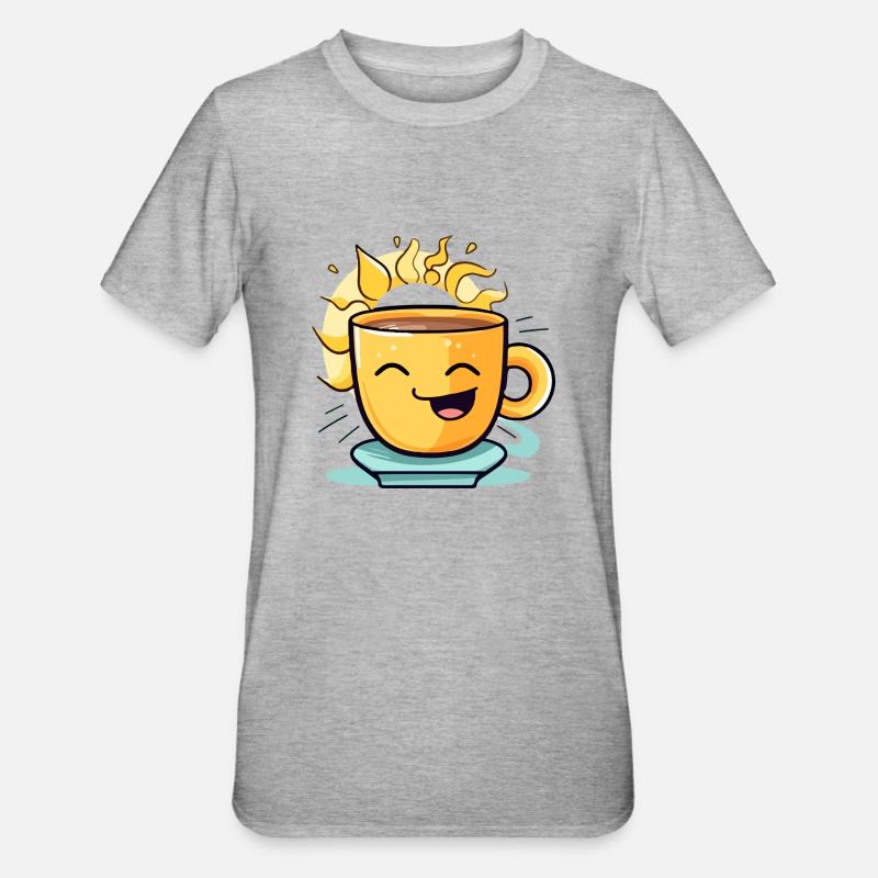Fröhlicher Kaffee - Unisex Polycotton T-Shirt - Grau meliert
