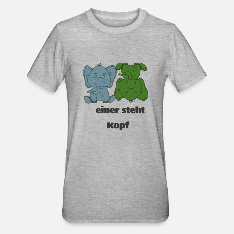 elefanten einer steht kopf - Unisex Polycotton T-Shirt - Grau meliert