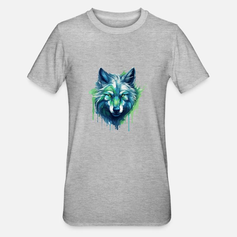 Blauer Wolf - Unisex Polycotton T-Shirt - Grau meliert