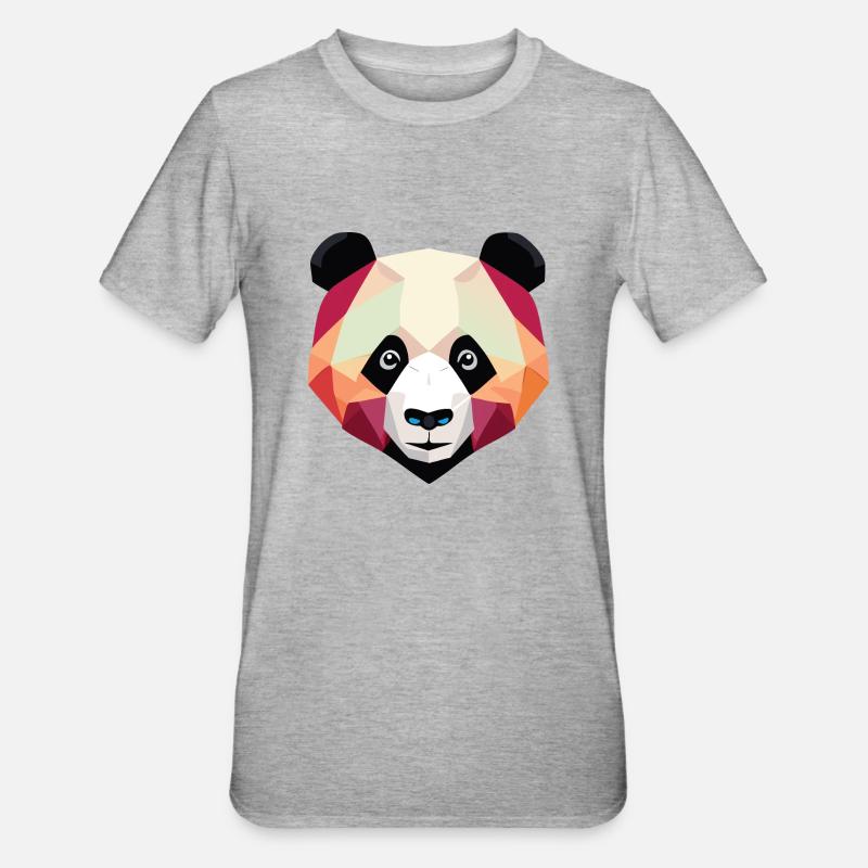 Panda Low Poly - T-shirt polycoton Unisexe - gris chiné