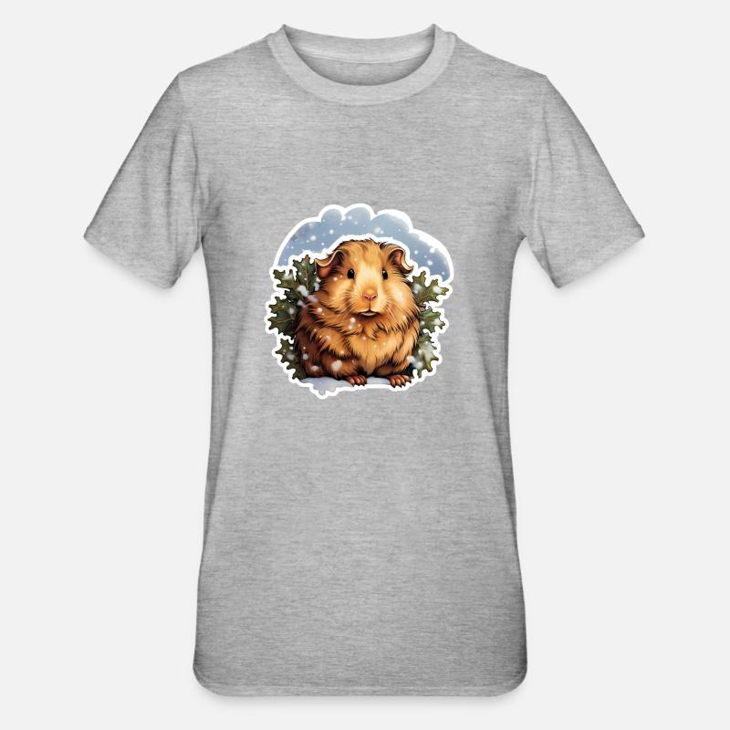 Cochon d’Inde d’hiver - T-shirt polycoton Unisexe - gris chiné