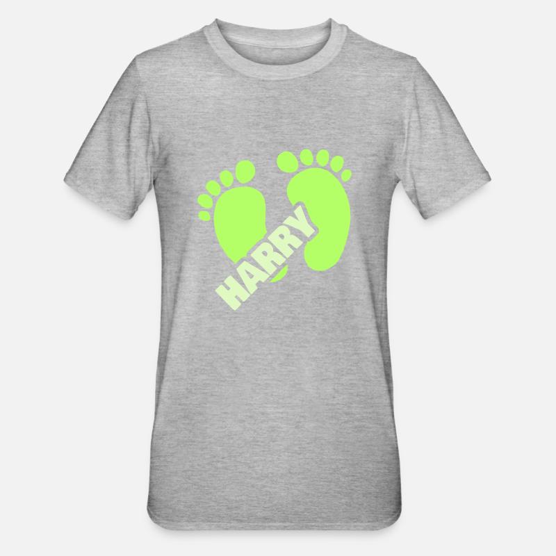 Geburt Harry - Unisex Polycotton T-Shirt - Grau meliert