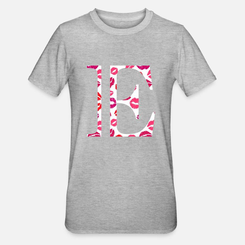 Lettre e bisous - T-shirt polycoton Unisexe - gris chiné