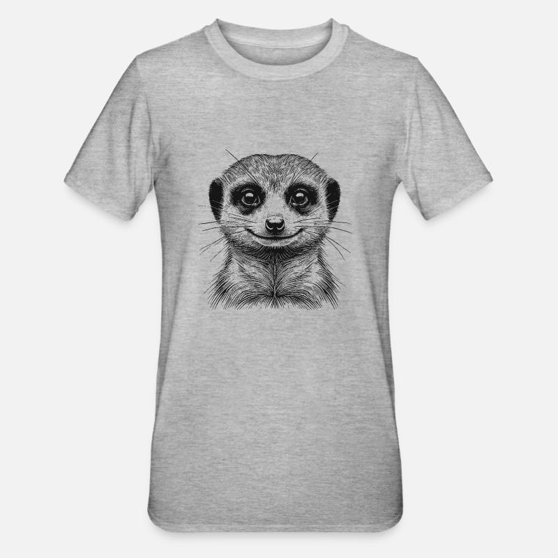 Erdmännchen - Unisex Polycotton T-Shirt - Grau meliert