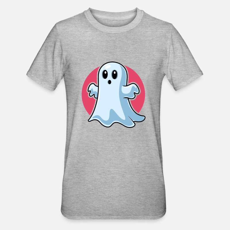 Fantôme mignon effrayant - T-shirt polycoton Unisexe - gris chiné
