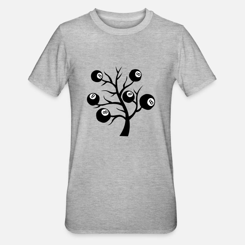 billard arbre branche boule - T-shirt polycoton Unisexe - gris chiné