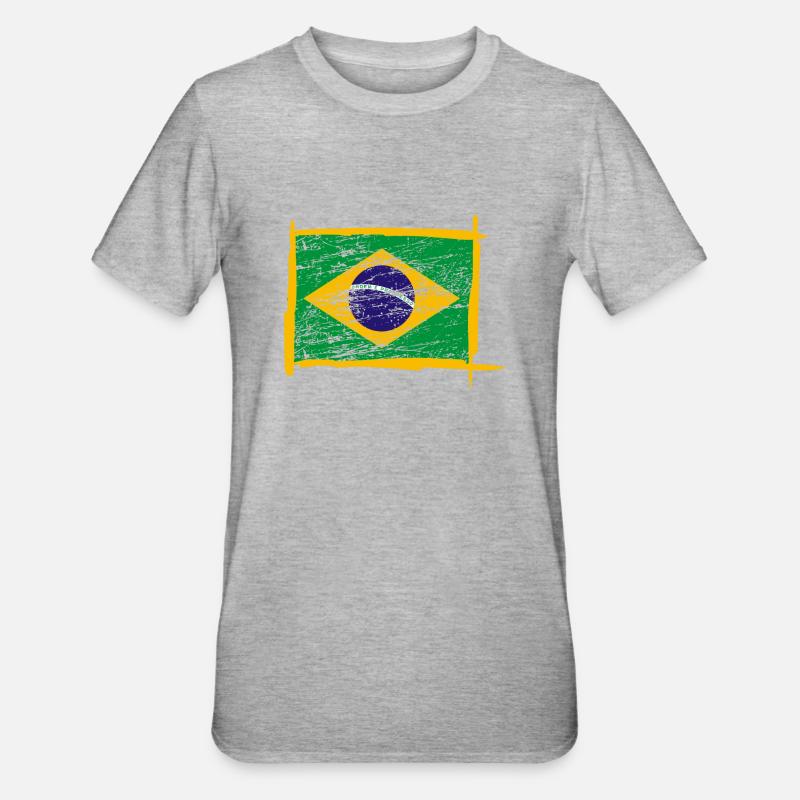 Brésil drapeau du Brésil - T-shirt polycoton Unisexe - gris chiné