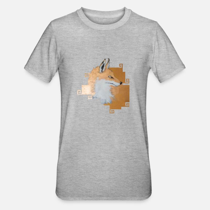 Fuchs Fox Fuchsornament Geschenk - Unisex Polycotton T-Shirt - Grau meliert