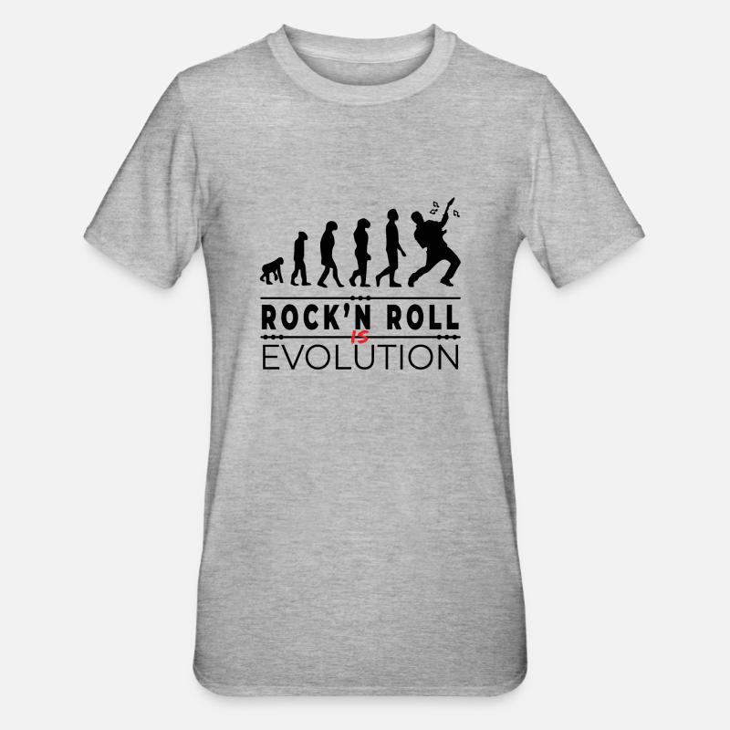 Rock'n Roll is evolution - Message Humour Rock - T-shirt polycoton Unisexe - gris chiné