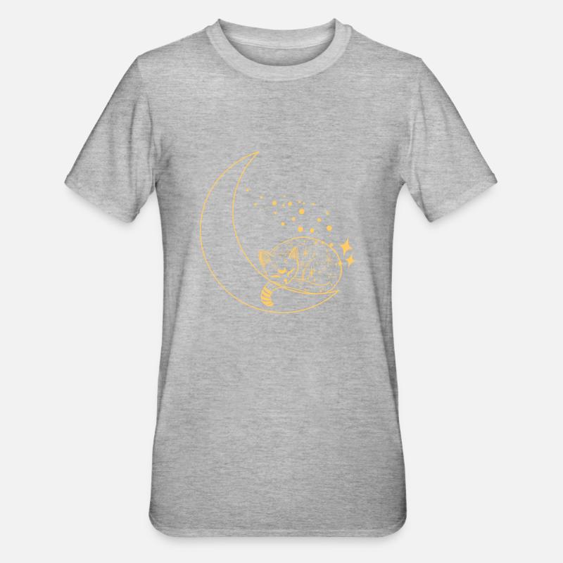 chat dans la lune brillé - T-shirt polycoton Unisexe - gris chiné