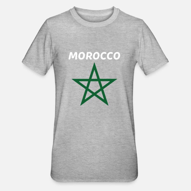 Idée cadeau du drapeau marocain - T-shirt polycoton Unisexe - gris chiné
