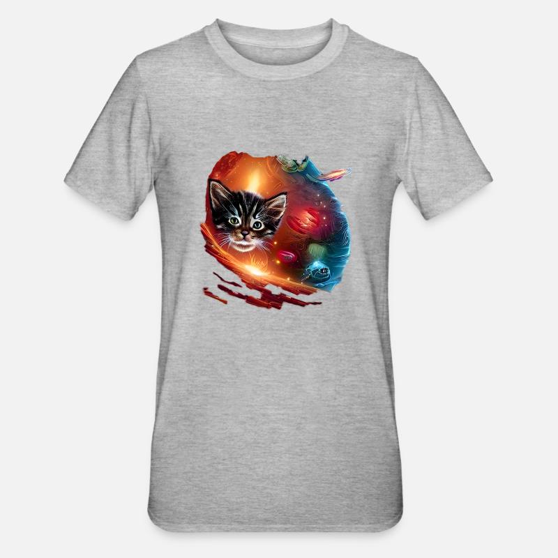 Chat dans l’espace - T-shirt polycoton Unisexe - gris chiné