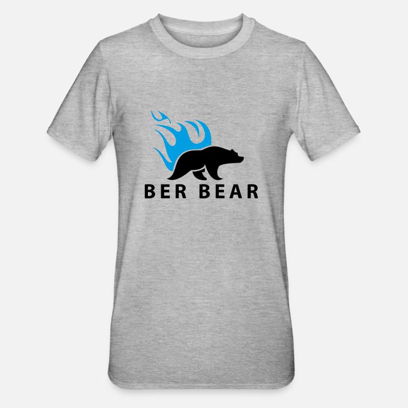 FlammenBär Schwarz-Blau - Unisex Polycotton T-Shirt - Grau meliert