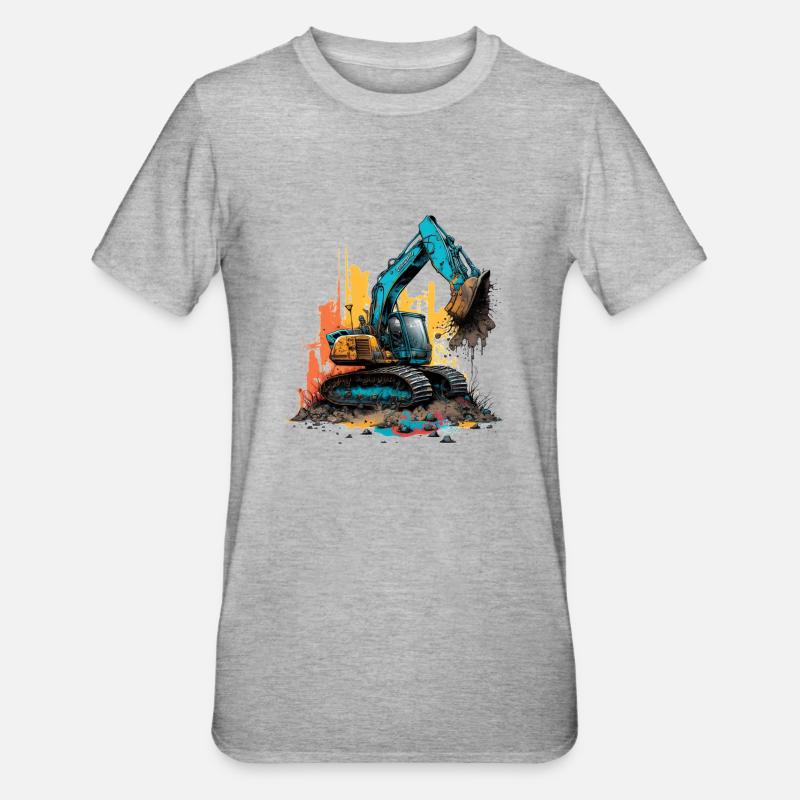 Graffiti d’excavatrice - T-shirt polycoton Unisexe - gris chiné