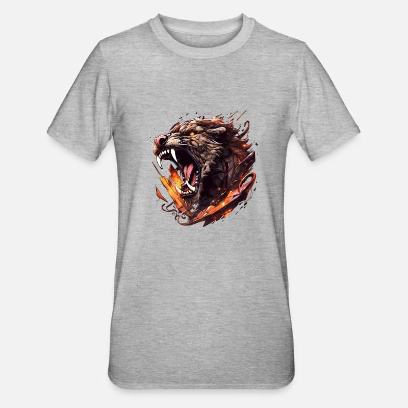 Säbelzahntiger - Sabertooth v4 - Unisex Polycotton T-Shirt - Grau meliert