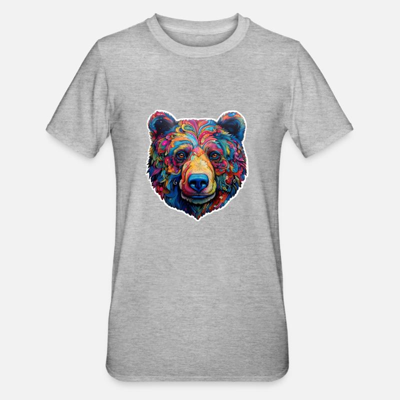 Bär psychedelisch - Unisex Polycotton T-Shirt - Grau meliert