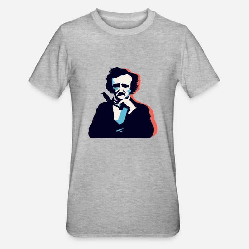 Pensée d’Edgar Allan Poe - T-shirt polycoton Unisexe - gris chiné