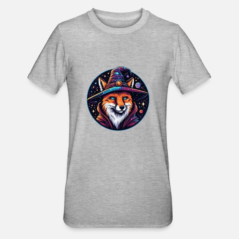 Fantasy Fox - Himmlischer Zauberer - Unisex Polycotton T-Shirt - Grau meliert