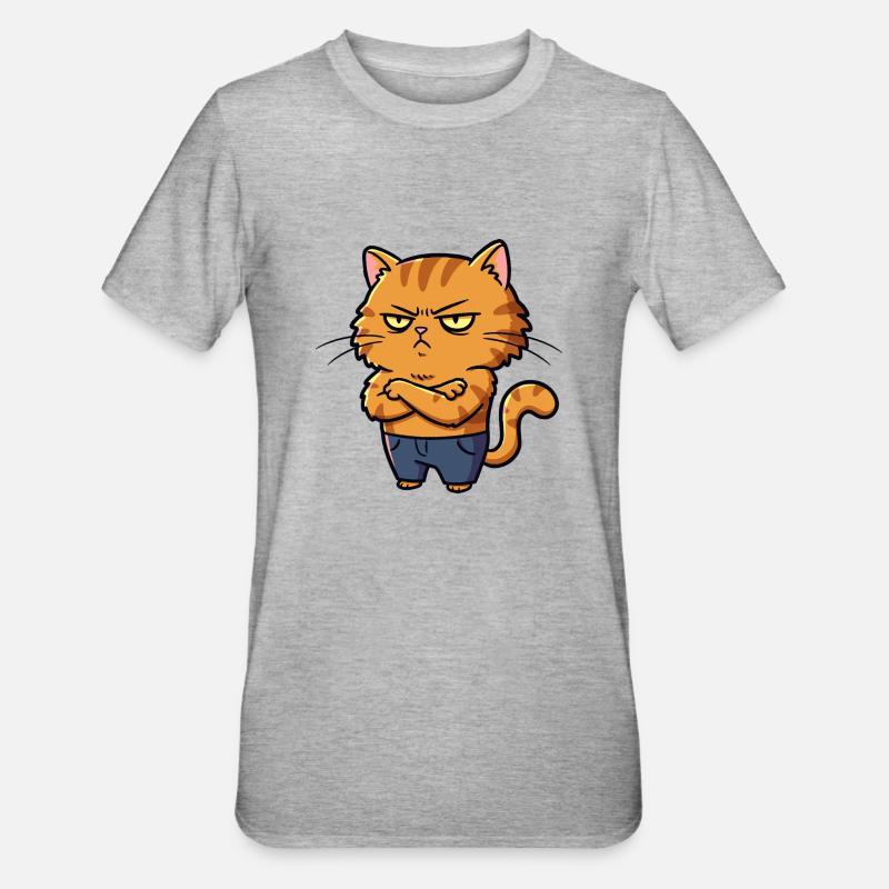 Chat irrité - T-shirt polycoton Unisexe - gris chiné