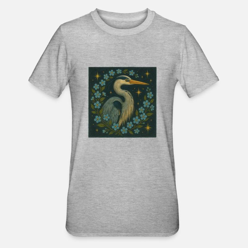 Großer Blaureiher - Unisex Polycotton T-Shirt - Grau meliert