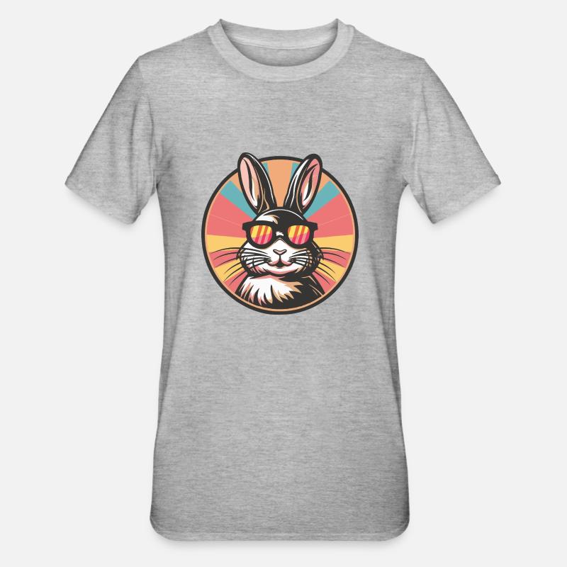 Hase Comic Cool - Unisex Polycotton T-Shirt - Grau meliert