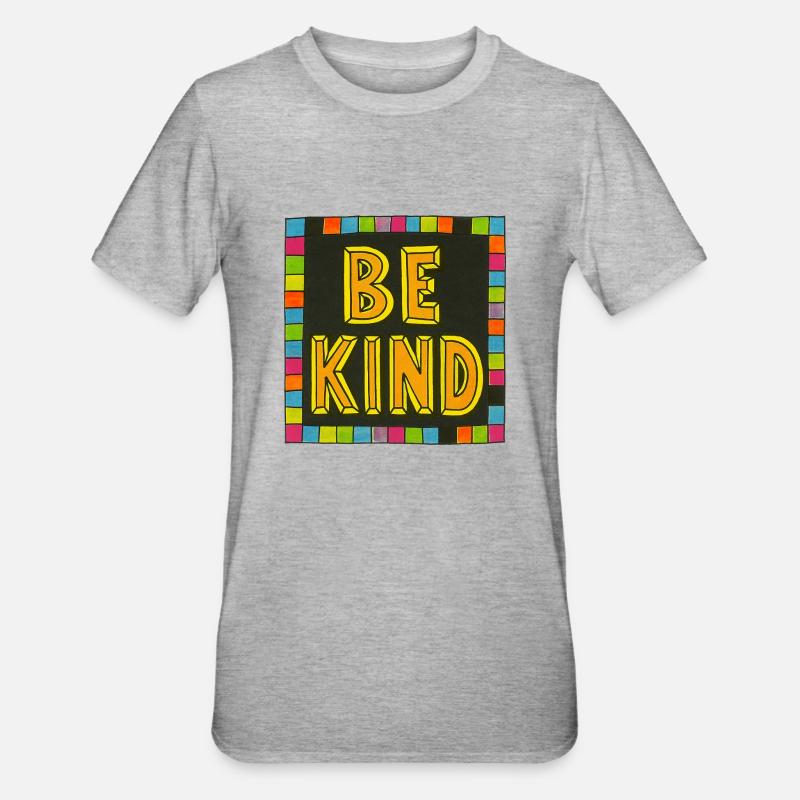 Sei freundlich Regenbogen-Block - Unisex Polycotton T-Shirt - Grau meliert