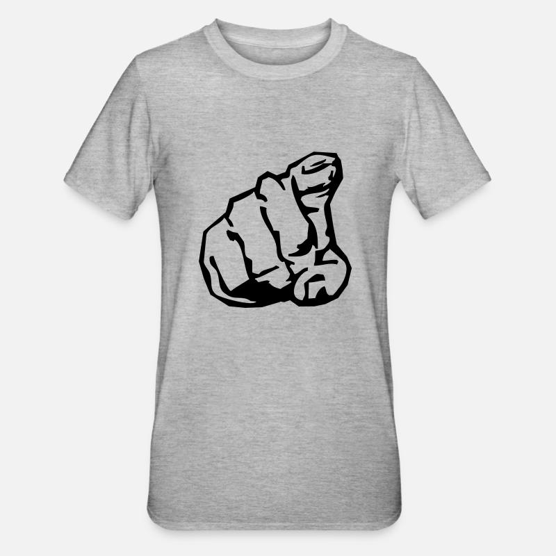 pointing_finger - Unisex Polycotton T-Shirt - Grau meliert