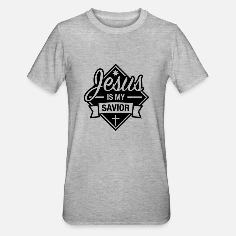 jesus_is_my_savior_1_f1_ - Unisex Polycotton T-Shirt - Grau meliert