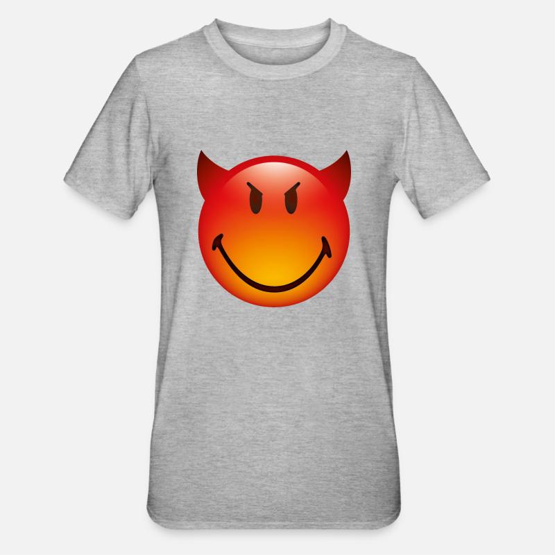 Smiley Glossy Devil - Unisex Polycotton T-Shirt - heather grey