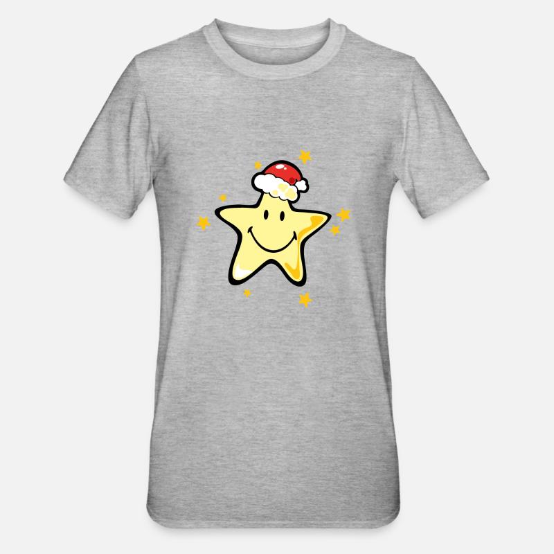 Smiley Christmas Star - T-shirt polycoton Unisexe - gris chiné
