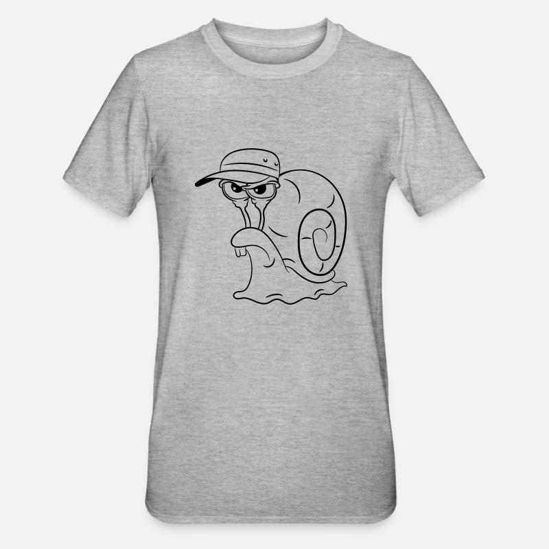 Escargot drôle mal - T-shirt polycoton Unisexe - gris chiné