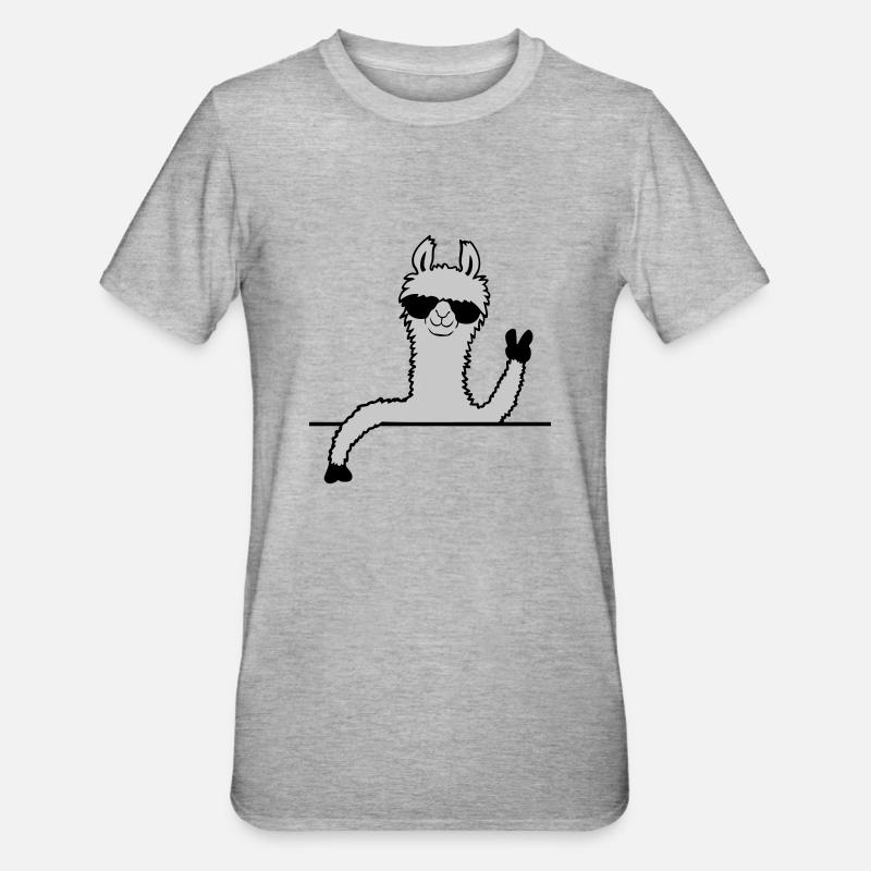 Comic Sunglasses Lama - Unisex Polycotton T-Shirt - heather grey